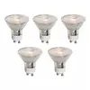 Komplet 5 GU10 50mm LED žarnic prozornih 4,5W 360 lm 2700K