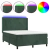 Vidaxl Box spring postelja z vzmetnico LED tem. zelena 140x190cm žamet