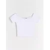 Sinsay - Crop top sa kratkim rukavima - belo