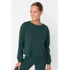 Trendyol Dark Green Corded Cotton T-shirt-Pants Knitted Pajama Set