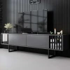 Hanah Home TV Komoda Chrome Line, 180x48x30 cm, Antracit-Crna