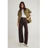 Trendyol Brown Stitch Detail High Waist Wide Leg Jeans