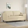Vidaxl Kavč dvosed z blazinami krem 140 cm blago