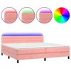 Vidaxl Box spring postelja z vzmetnico LED roza 200x200 cm žamet