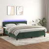 vidaXL vidaXL Box spring postelja z vzmetnico LED tem. zelena 160x200cm žamet, (20902304)