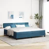 vidaXL Box Spring postelja z vzmetnico in LED temno modra 200x200 cm žamet