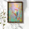 WallXpert uramljena MDF slika NAL062-46, detlić na grani sa crvenim bobicama na pastelnoj pozadini, 35,5 x 47 cm