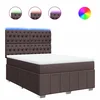 Vidaxl Box spring postelja z vzmetnico temno rjava 140x200 cm blago