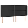 Vidaxl Vzglavje z ušesi črno 183x16x118/128 cm umetno usnje