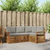 Setovi sofa 4 pcs Prirodna i svijetlo siva Čvrsto drvo akacije