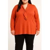 Plus size pletena majica, koralna