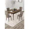 Hanah Home trpezarijski set Due, sto na razvlačenje i 4 stolice, ploča u dekoru drveta Baroque, kapućino tkanina Babyface