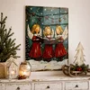 WallXpert slika na kaljenom staklu CAM12356, tri anđela u crvenim haljinama pevaju u zimskoj noći, 50 x 70 cm