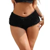 Black Sexy Mesh Swimsuit Cloth Ruffled Women Underwear With Bow 2XL