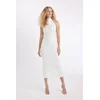 DEFACTO Fitted/body-fitting Halter Neck Rose Detail Long/maxi Length Woven Dress