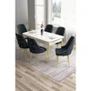 Hanah Home trpezarijski set Tia, sto i 6 stolica, bela ploča, zlatne noge, antracit tkanina Babyface