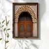 WallXpert uramljena MDF slika NAL048-70, drvena vrata pod klesanim lukom u mavarskom stilu, 50 x 70 cm