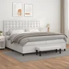 vidaXL Box spring postelja z vzmetnico bela 200x200 cm umetno usnje