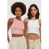 Womens Cropped Rib Top - 2 Pack Pink+White