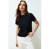 Trendyol Black Stone Accessory Detailed Regular Pattern Knitted T-Shirt
