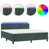 vidaXL vidaXL Box spring postelja z vzmetnico LED tem. zelena 160x200cm žamet, (20902304)