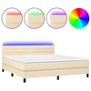 Krevet box spring s madracem LED krem 180x200 cm od tkanine
