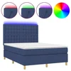 Vidaxl Box spring postelja z vzmetnico LED modra 140x200 cm blago