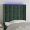 shumee vidaXL LED posteljno vzglavje temno zeleno 103x16x118/128 cm žamet
