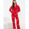 Trendyol Red Heart Polar Fleece Knitted Pajama Set
