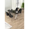 Hanah Home trpezarijski set Lai, sto i 4 stolice, ploča u dekoru Sonata, hromirane noge, crna tkanina Babyface