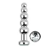 SuperLove Anal Jewel Beaded Metal Butt Plug Silver-Clear Gem