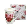 Porcelanasta skodelica, velika 400 ml, elegantna, v škatli, za darilo, kolekcija Rose