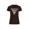 GUESS Majica temno rjava / srebrna / bela