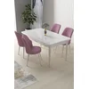 Hanah Home Set Trpezarijski sto i 4 stolice Nil, Belo-roze