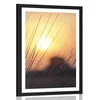Plakat s paspartujem sončni vzhod nad travnikom - 30x45 silver