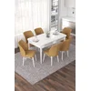 Hanah Home Set Trpezarijski sto i 6 stolica Nef, Oker-beli