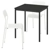 SANDSBERG Sto i 2 stolice, crna crna/bela, 67x67 cm