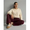 Sinsay - Crewneck duks sa vezenim natpisom NYC - nude
