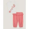 Monsoon Children Komplet majica i pantalone za decu, Vezeni, Crveno-beli