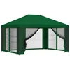 Vidaxl Vrtni gazebo s stranskimi stenami 4 x 3 m Zelena