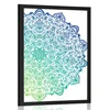 Plakat modro zelena Mandala - 30x45 white