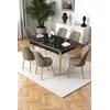 HANAH HOME Rasklopivi trpezarijski sto i stolice (7 delova) Nira Black Marble Gold Cappuccino