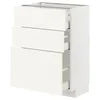 METOD / MAXIMERA Podni element s 3 fioke, bela/Vallstena bela, 60x37 cm
