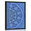 Plakat okrasna Mandala s čipko v modri barvi - 40x60 silver