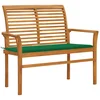 Vrtna klop z zeleno blazino 112 cm trdna tikovina