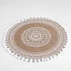 Douceur d intérieur pogrinjki SET DE TABLE (0) 38 CM JUTE IMPRIME+POMPONS RENATA BLANC X4 Bela