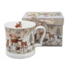 450 ml porcelanasta skodelica v darilni škatli - božični zimski jelen