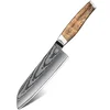 Damaskasti kuhinjski nož ZE-37558 - Santoku / Smeđa KP37558