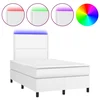 Vidaxl Box spring postelja z vzmetnico LED bela 120x190 cm um. usnje