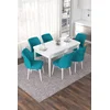 Hanah Home Set Trpezarijski sto i 6 stolica Nef, Tirkizno-beli